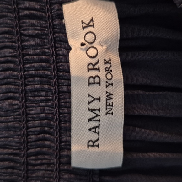 Ramy Brook Jessica Off-Shoulder Navy Blouse With Sheer Insert At Sleeve Size L - Picture 4 of 7